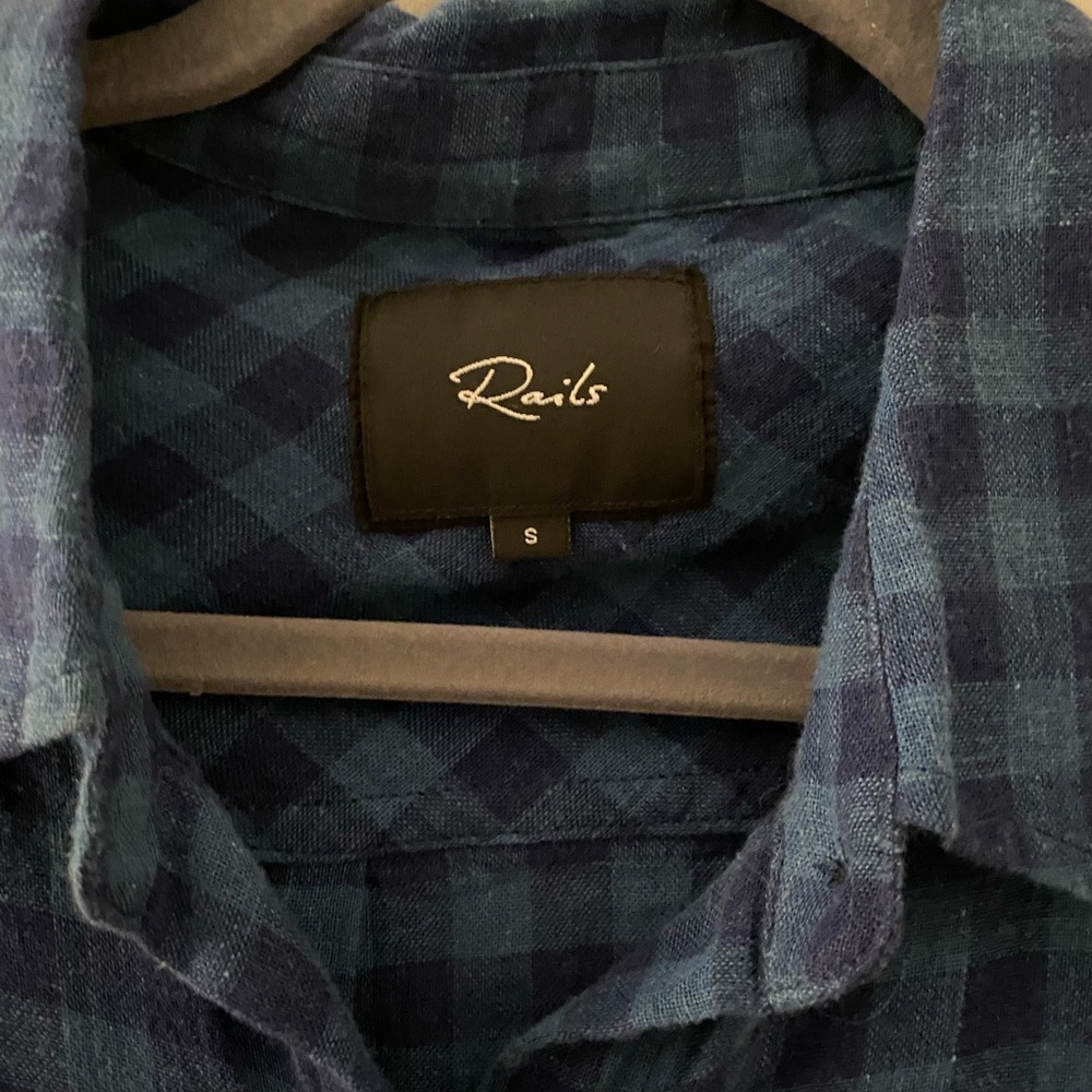 Blue Checked Rails Button Up No Flaws S - image 4